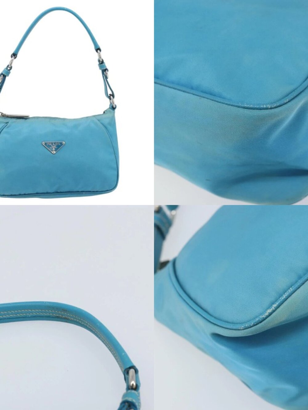 PRADA Shoulder Bag Nylon Light Blue Silver Auth LNZ298 - Picture 14 of 15